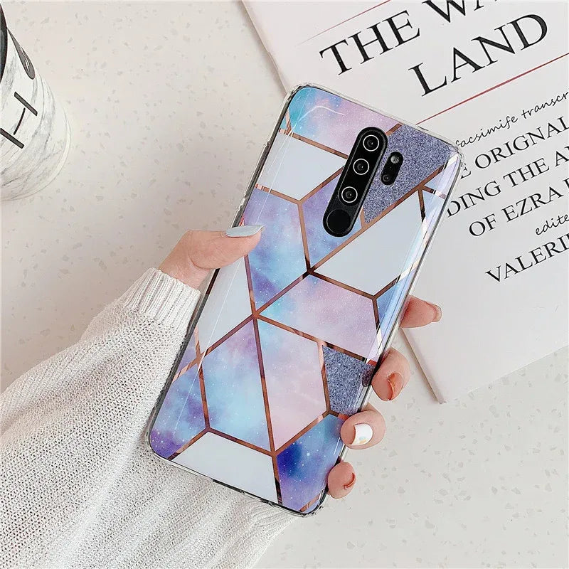 Plating Splice Marble Phone Cases for Samsung Note Series and Redmi - Viexta