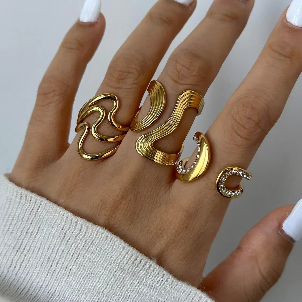 stainless-steel-gold-ring-bracelet - Viexta