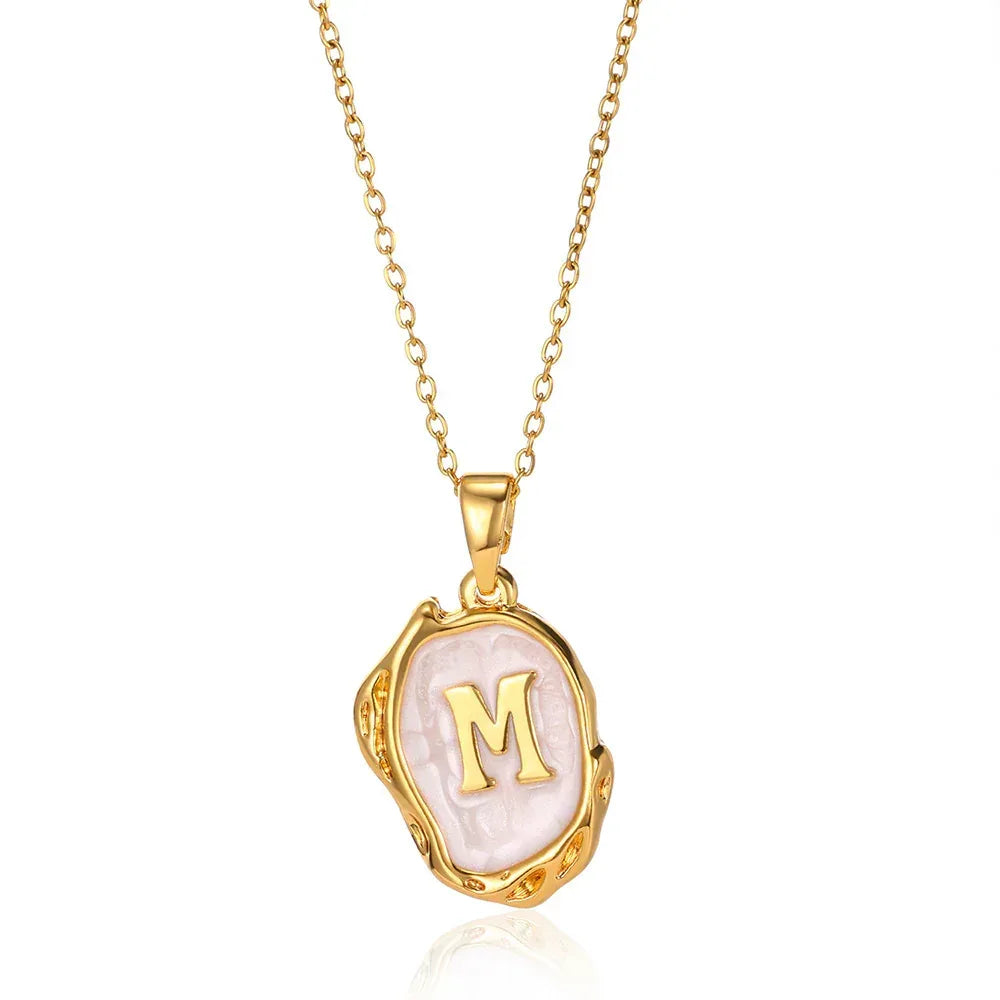 Simple 26 Letters Drop Oil Three-dimensional Necklace - Viexta