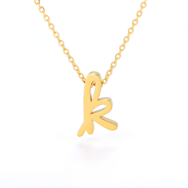 Small Letter Hollow Stainless Necklace