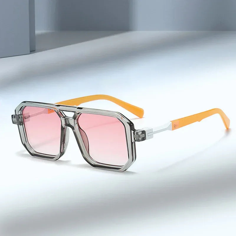Retro Double Beam Pilot Catwalk Light Luxury Sunglasses - Viexta