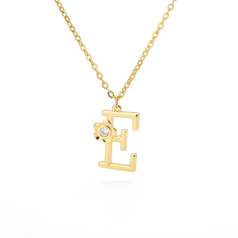 Rose English Alphabet Pendant Necklace - Viexta