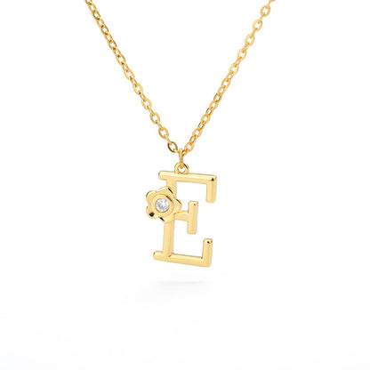 Rose English Alphabet Pendant Necklace