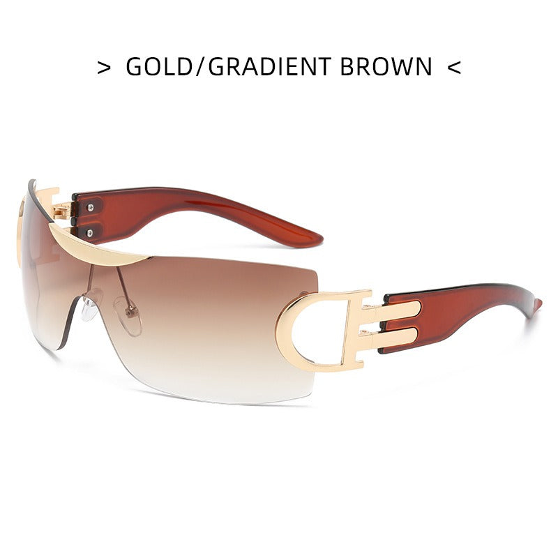 New Luxury Sunglasses High Level One Piece Frameless Women's Sunglasses Fashion Large Frame Sunglasses
