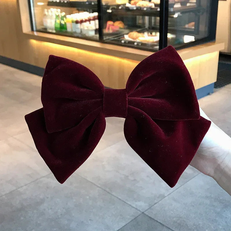 Red Velvet Chain Big Bow Hairpin - Viexta