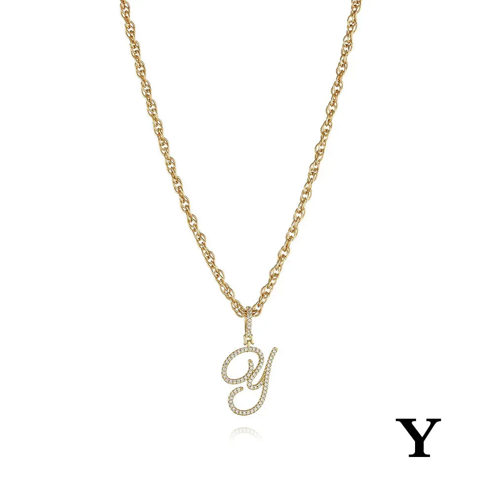 26 Letter Zircon 18k Gold Necklace - Viexta