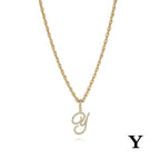 26 Letter Zircon 18k Gold Necklace