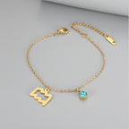 Retro Fashion Zodaic Bracelet Inlaid With Blue Zircon