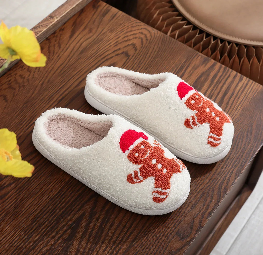 Christmas Gingerbread Cotton Slippers Winter Home Shoes - Viexta