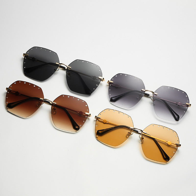 Hollow Point Diamond Polygon Metal Glasses
