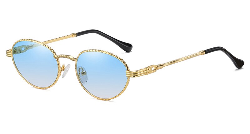 Gold metal oval sunglasses