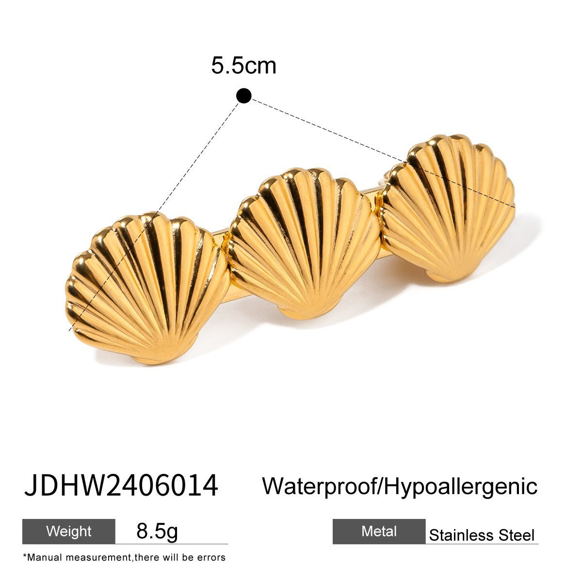 Stainless steel shell hair clip with bangs and metal hair accessories