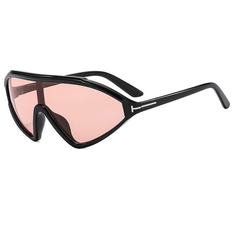 T-shaped triangle irregular connected sunglasses, fashionable retro sunglasses, runway sunglasses