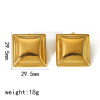 Square concave convex stainless steel earrings