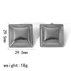 Square concave convex stainless steel earrings