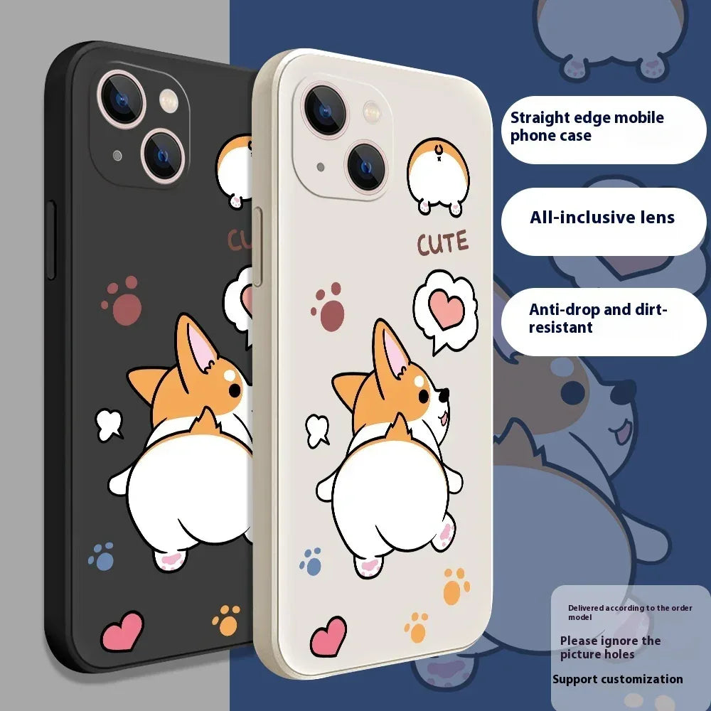 Corgi Cartoon Silicone Soft Cover iPhone Case - Viexta