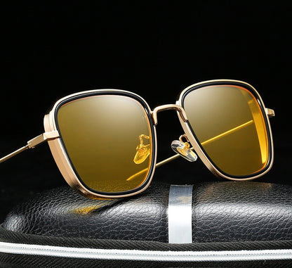 Metal Retro Square Frame Steampunk Sunglasses