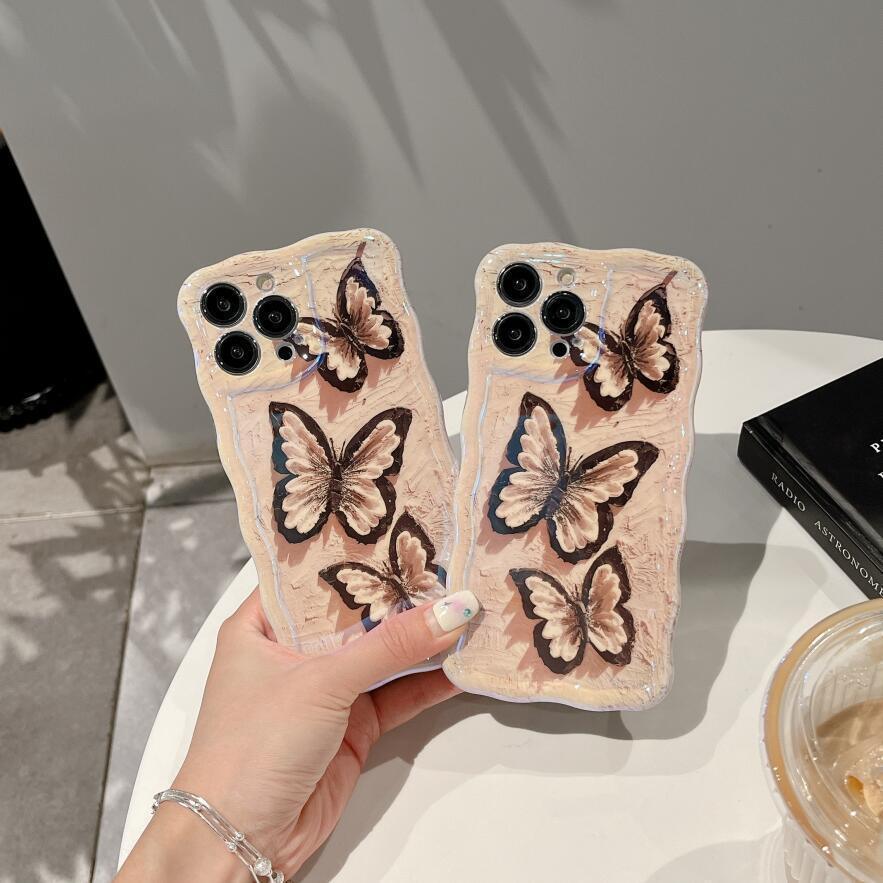 wave-pattern-blue-light-butterfly-iphone-case - Viexta