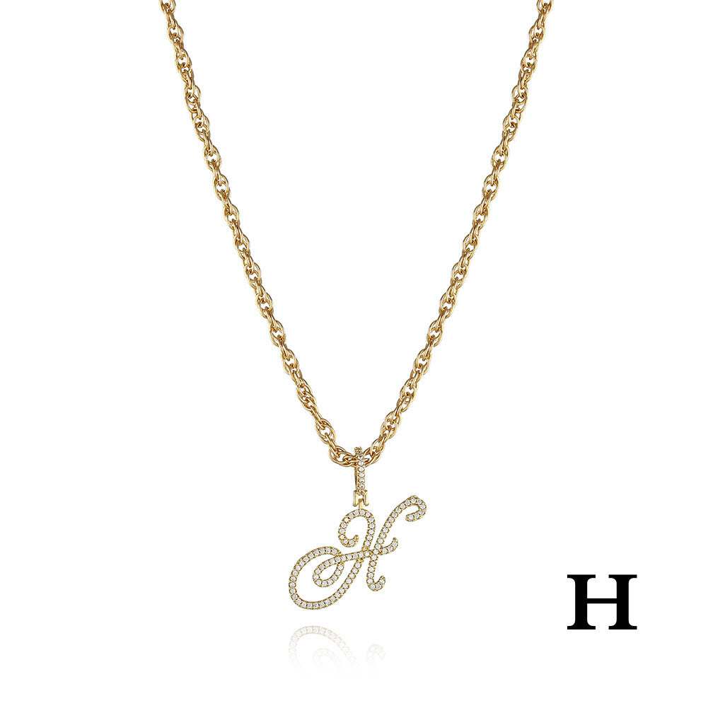 26 Letter Zircon 18k Gold Necklace