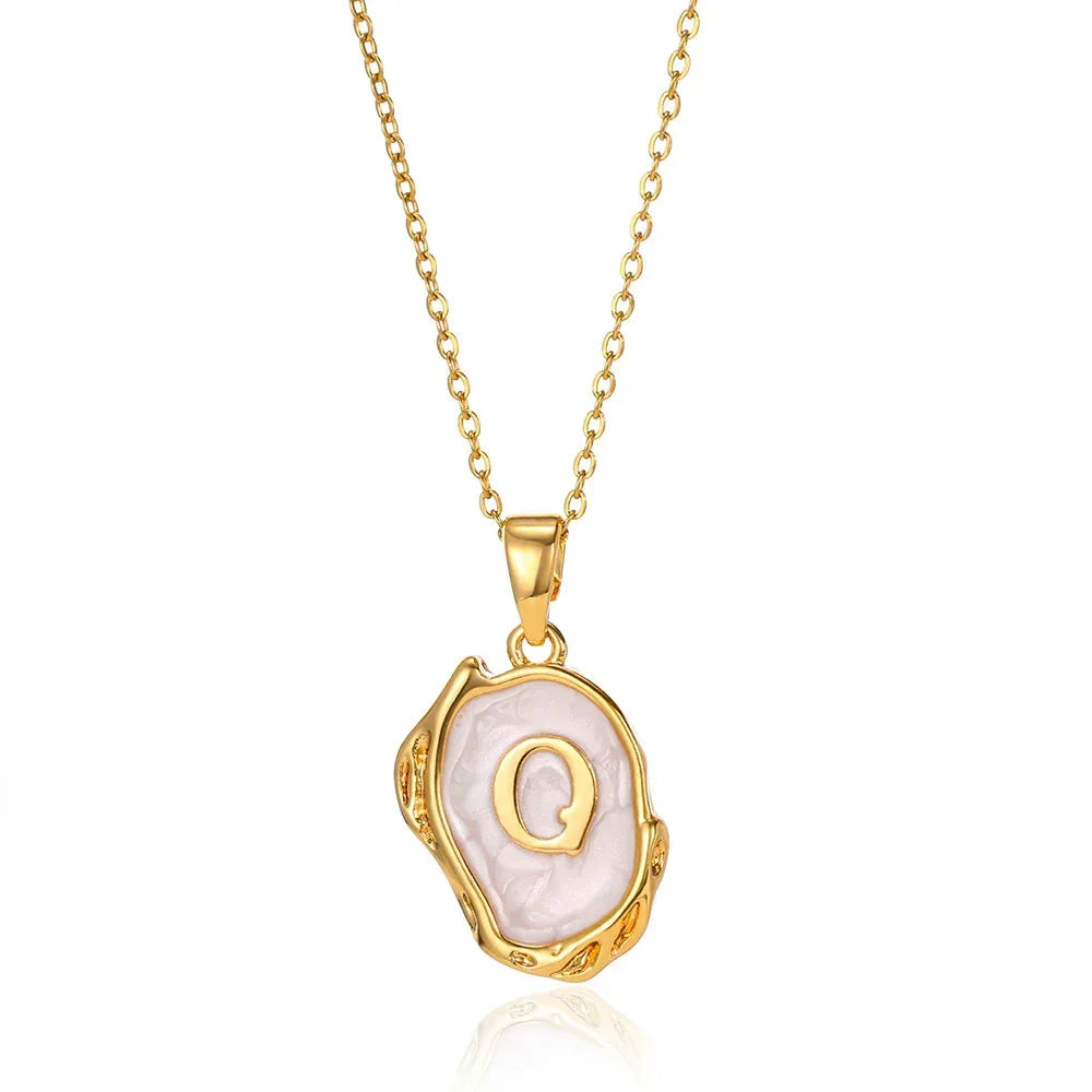Simple 26 Letters Drop Oil Three-dimensional Necklace - Viexta