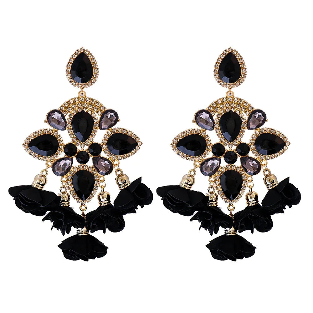 Bohemia Color Diamond Flower Earrings - Viexta