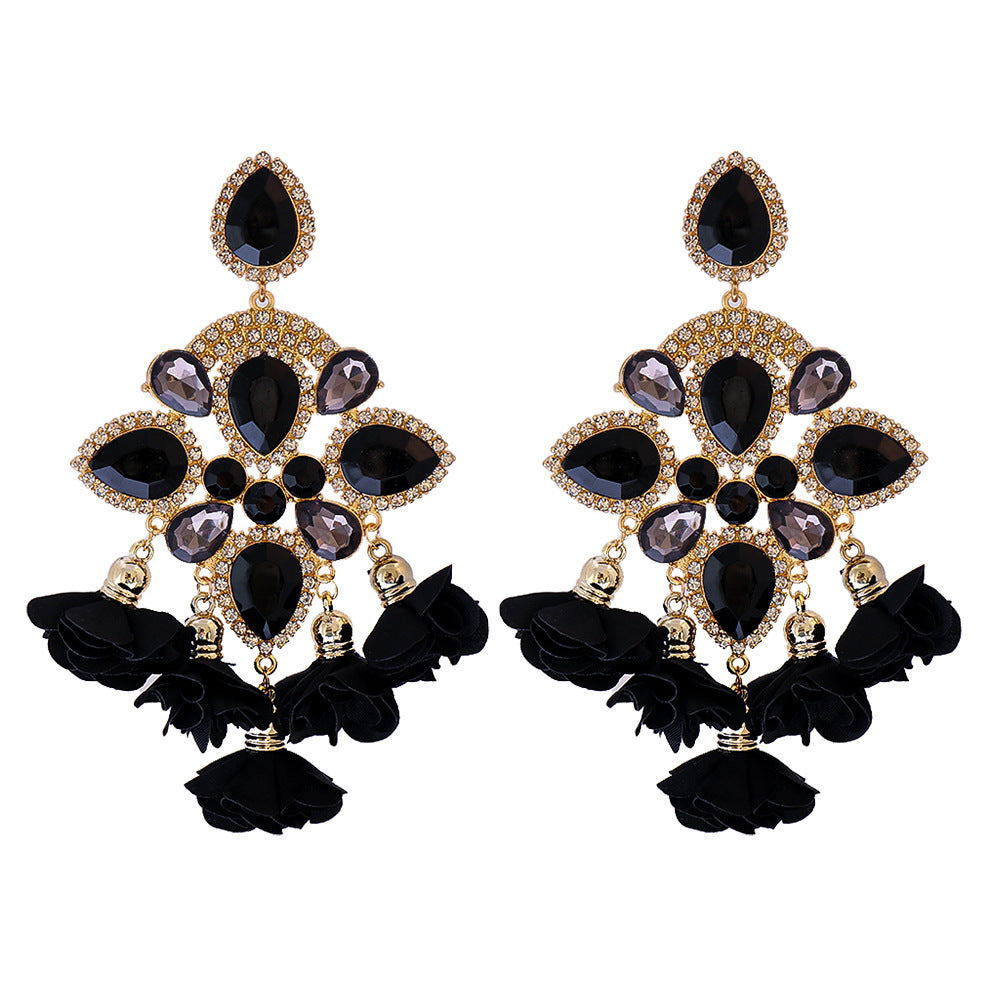 Bohemia Color Diamond Flower Earrings