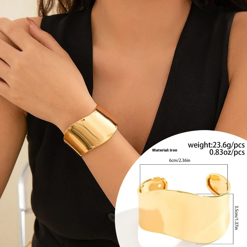 Irregular Glossy Wide Bracelet - Viexta