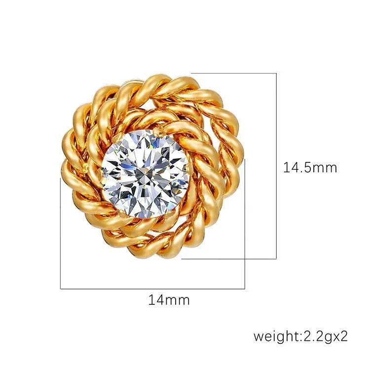 Retro Trendy Rose Zircon Stud Earrings - Viexta