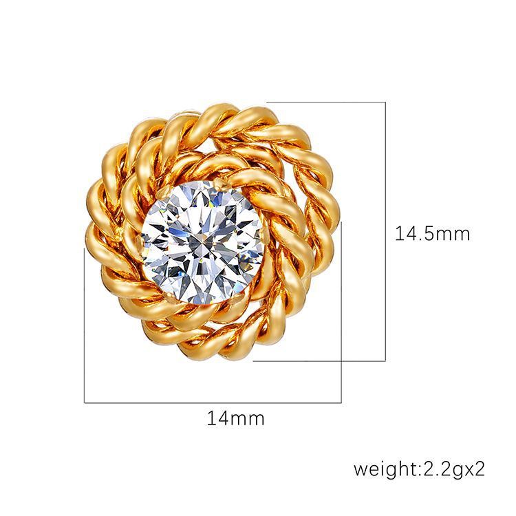 Retro Trendy Rose Zircon Stud Earrings