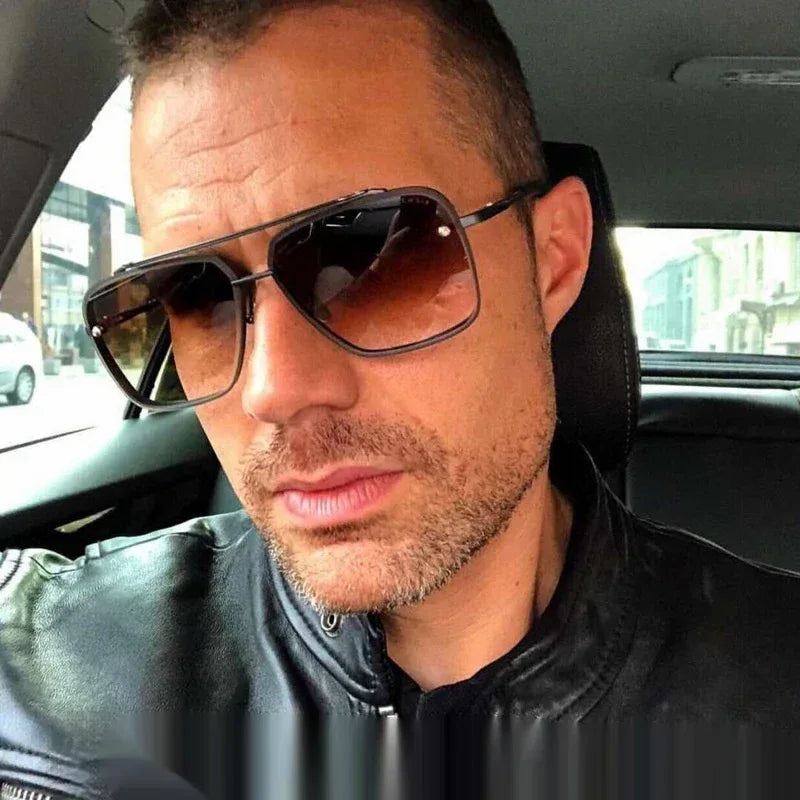 Double Beam Trimmed Metal Sunglasses - Viexta