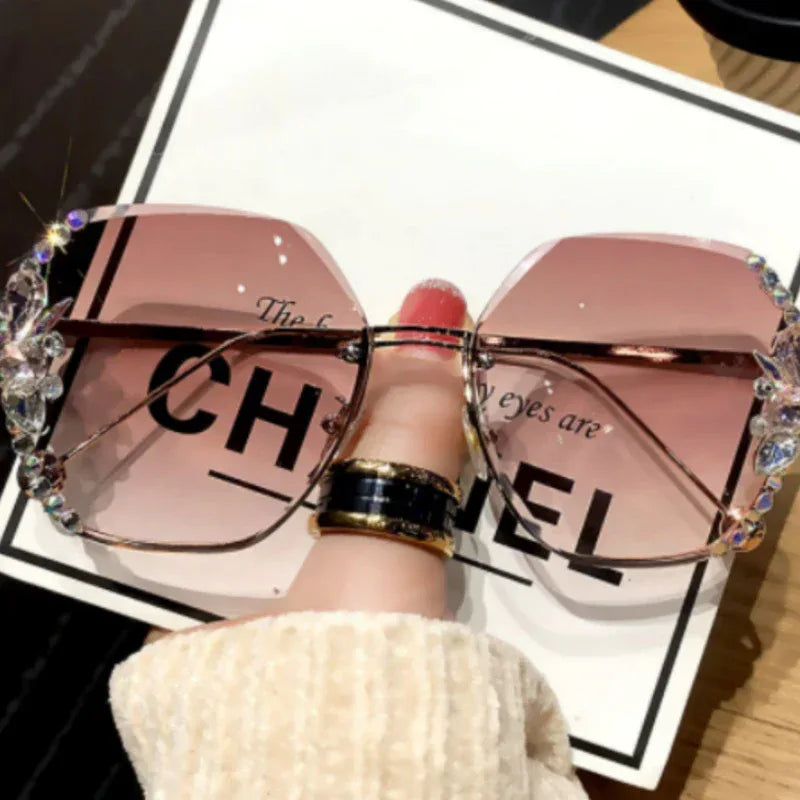 Rhinestone Purple Sunglasses - Viexta