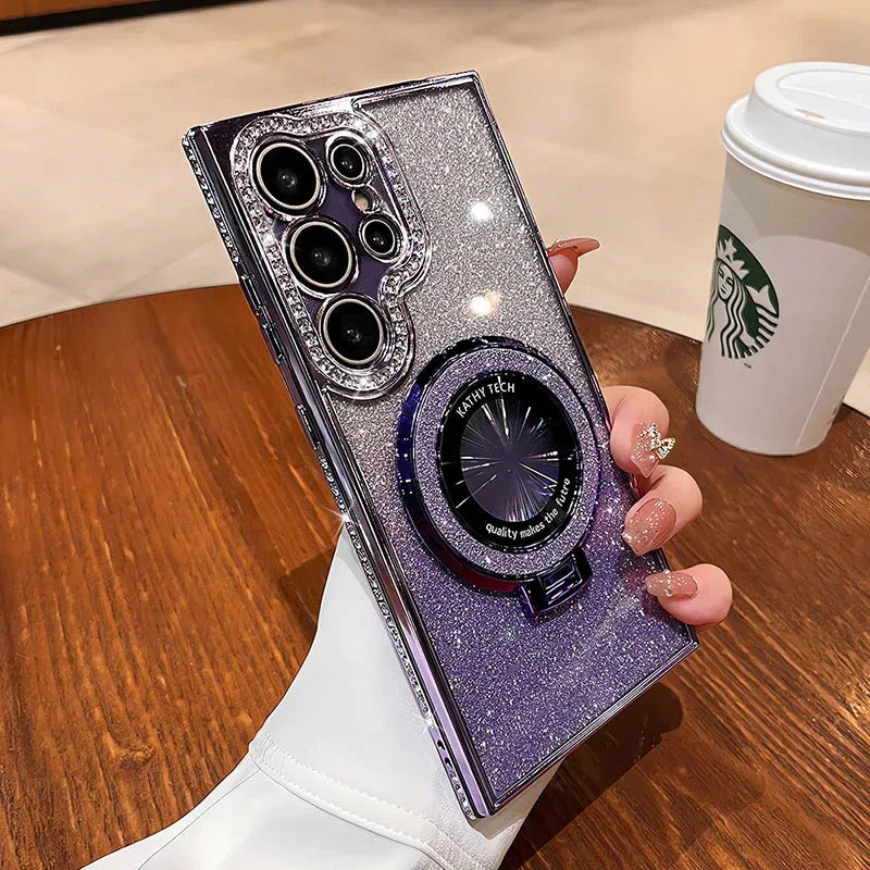 Glitter Magnetic Bracket Samsung Phone Case - Viexta