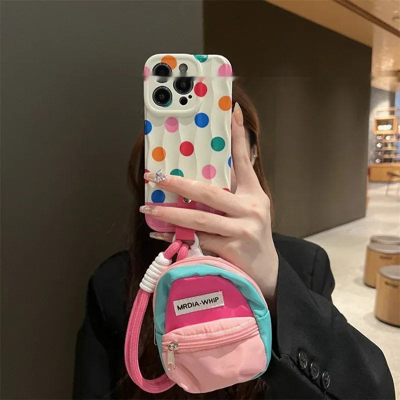 Polka Dot Bookbag iPhone Case - Viexta