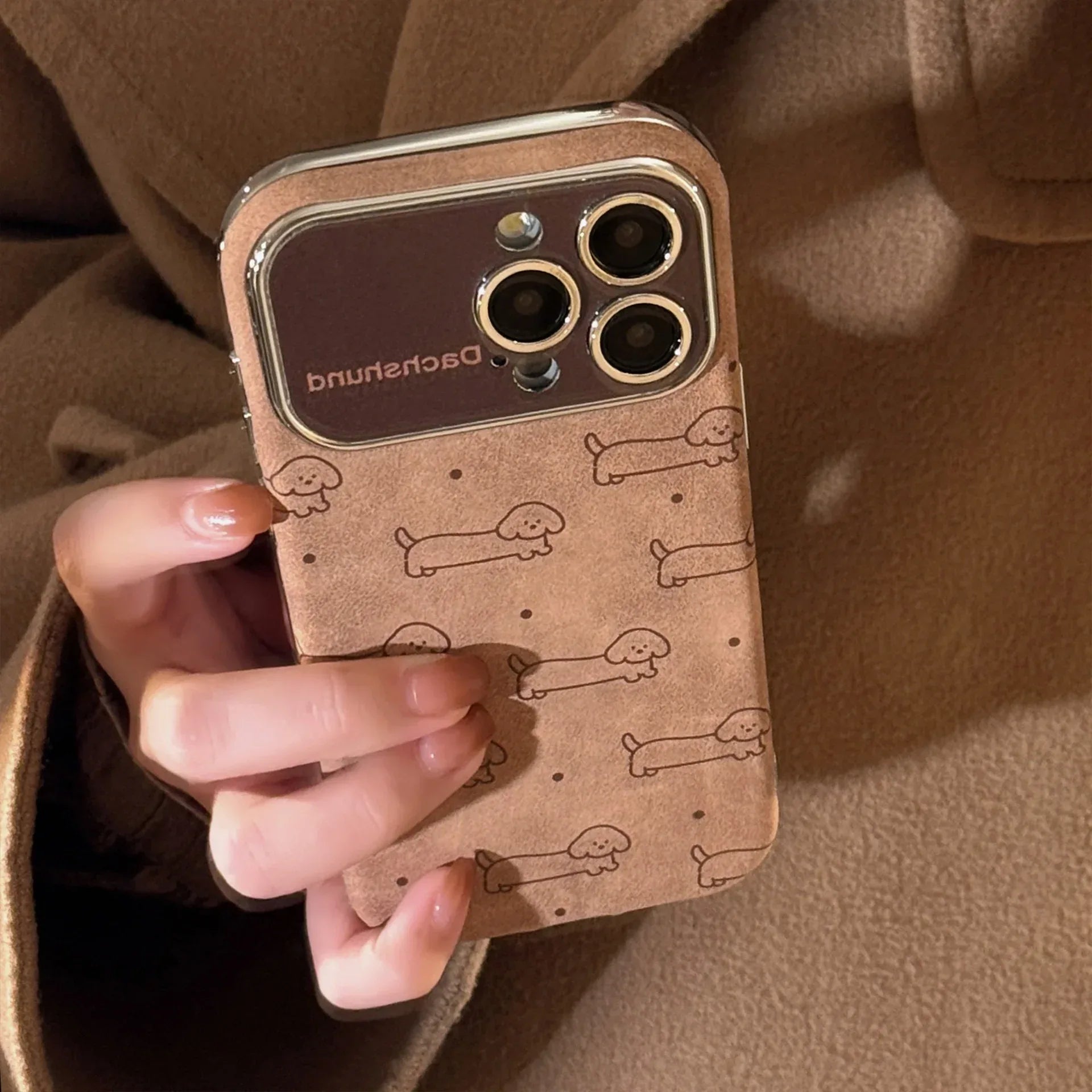 Line-design Plush iPhone Case With Lanyard Full-body Protection - Viexta