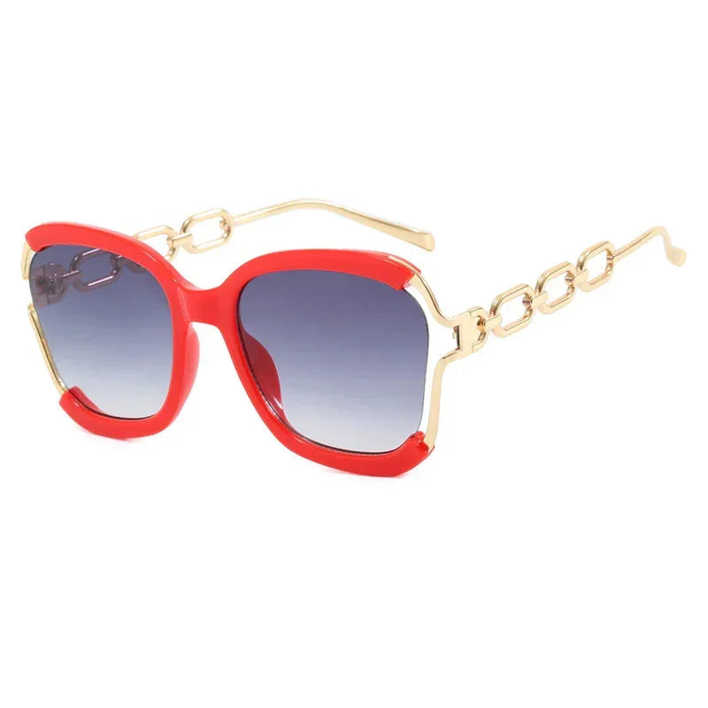 Big Square Rim Chain Sunglasses - Viexta