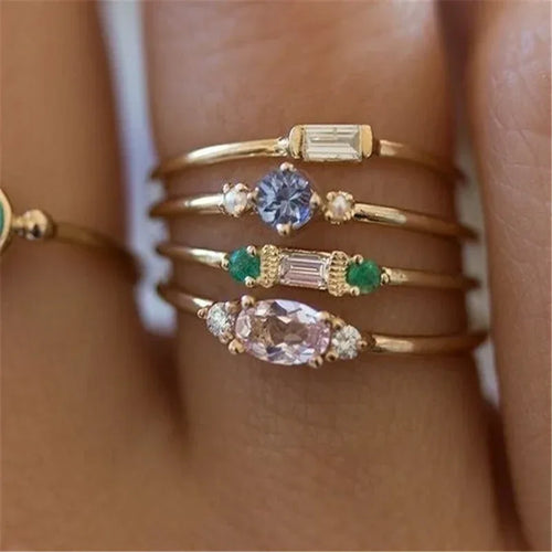 18K Gold Plating 4-piece Ring Set - Viexta