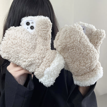 Cold-proof Gloves Plush iPhone Case