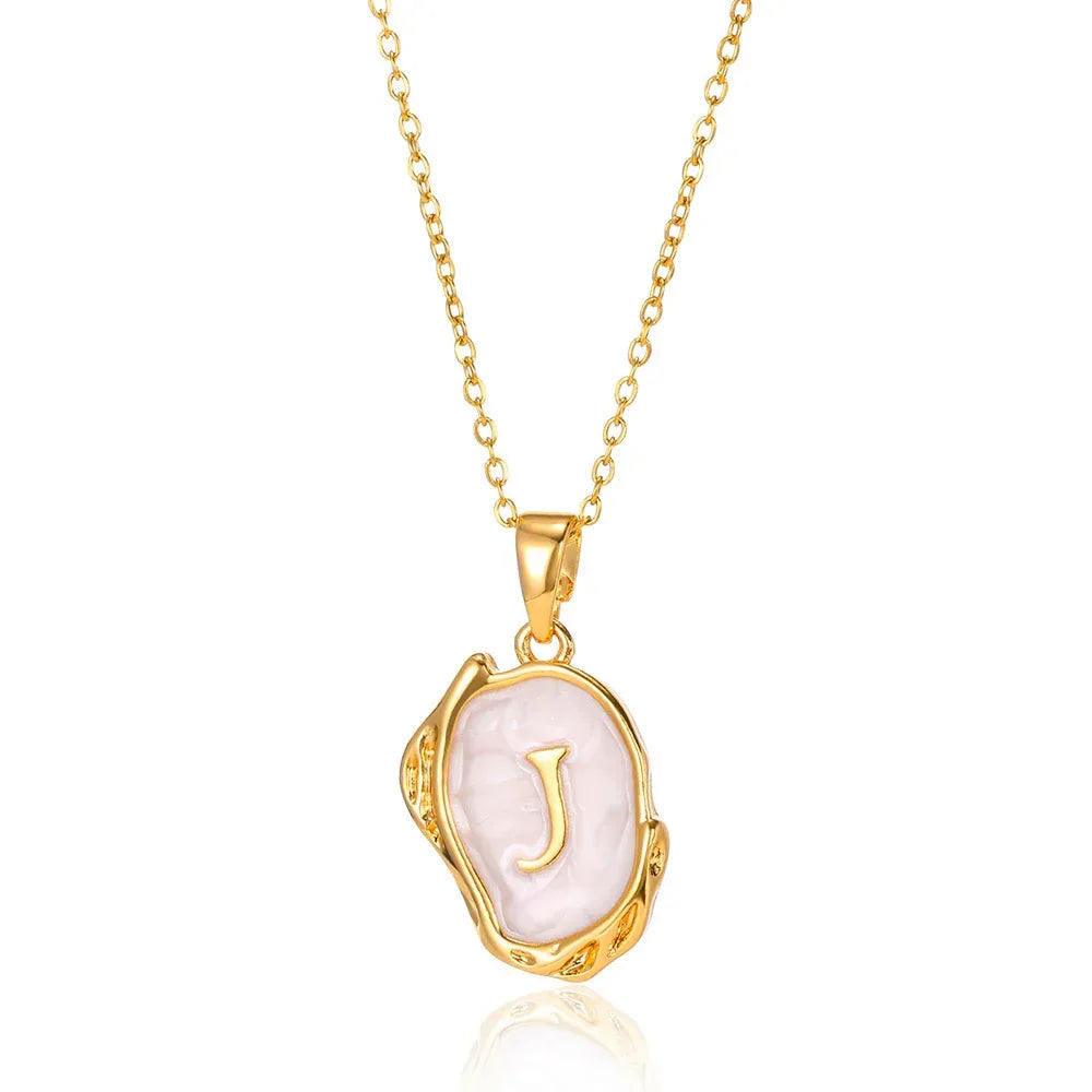 Simple 26 Letters Drop Oil Three-dimensional Necklace - Viexta