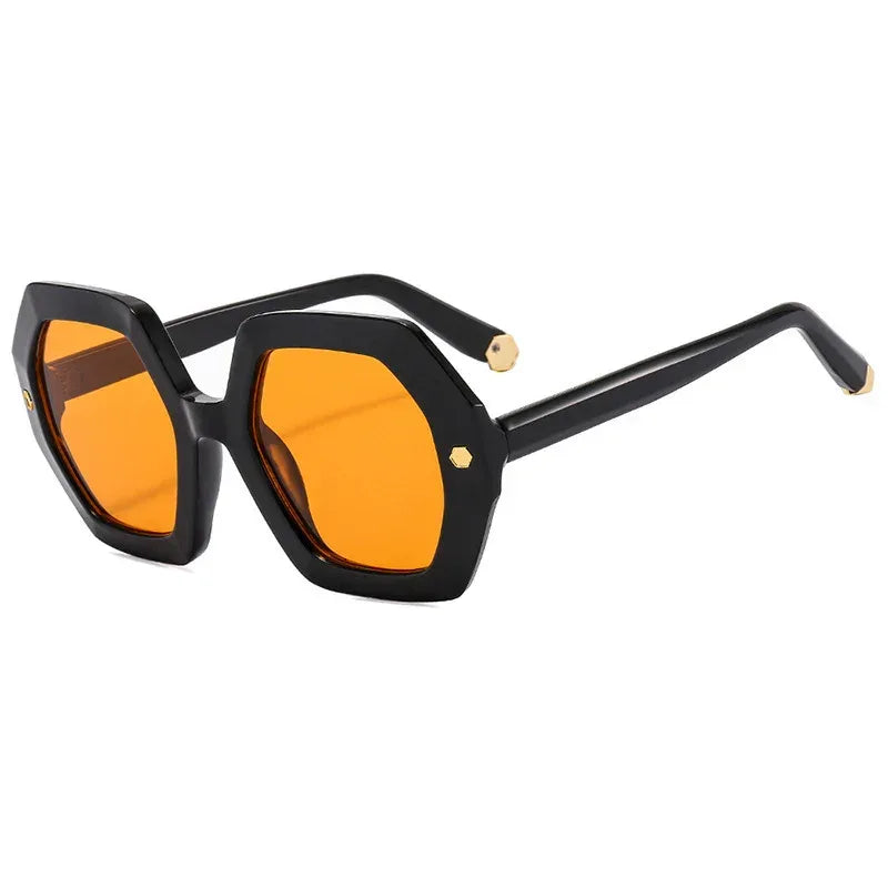 Irregular Personality Hexagonal Rivet Sunglasses - Viexta