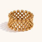 stainless-steel-small-beads-mesh-cross-arrangement-ring - Viexta