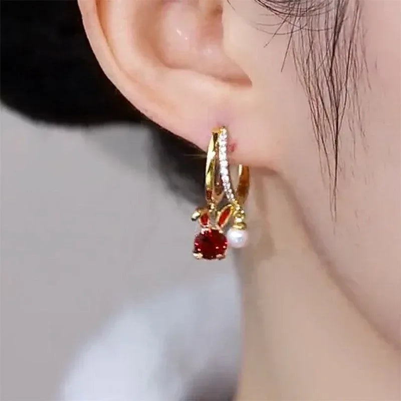 High-grade Pearl Zircon Earrings - Viexta