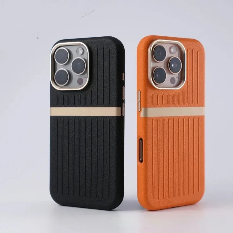 Corrugated Magnetic Business Leather iPhone Case - Viexta