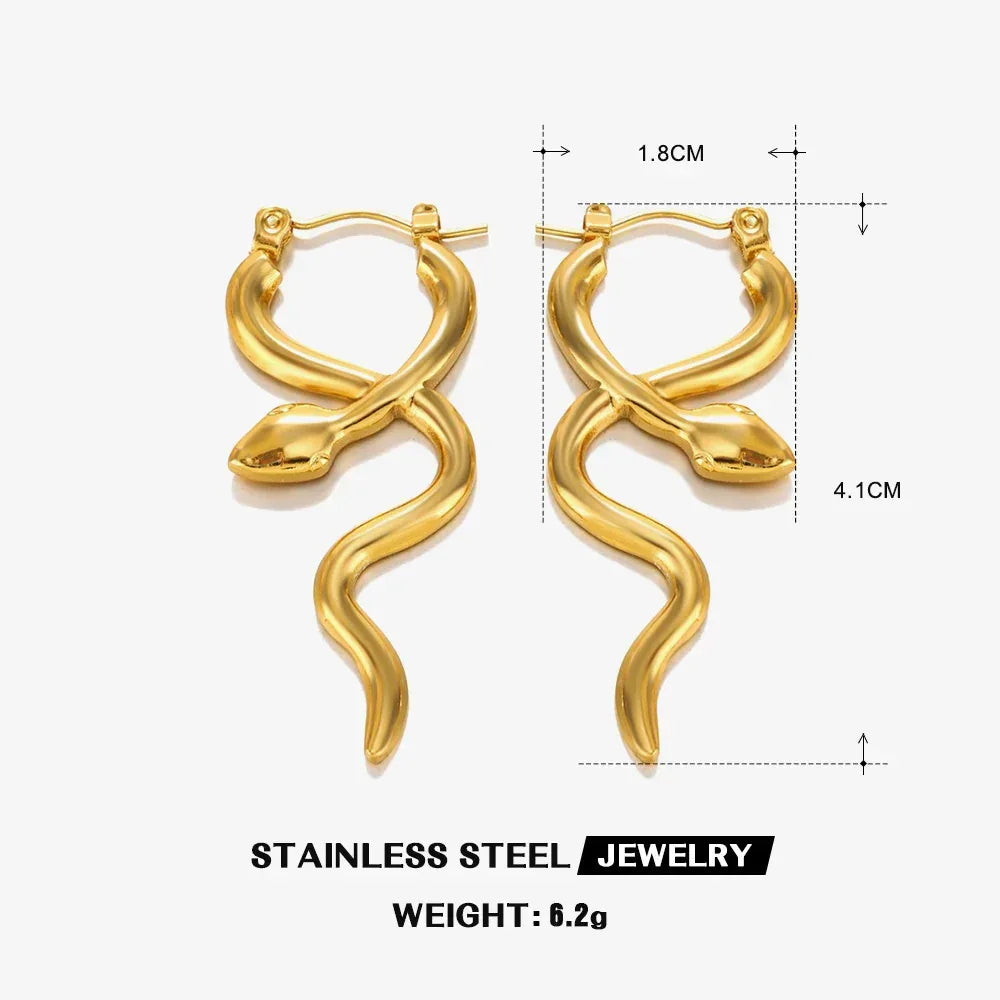 Stainless Steel Snake Earrings - Viexta