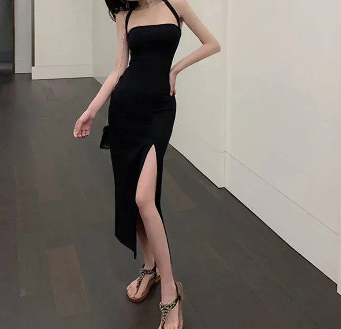 Backless Strap Split Dress - Viexta