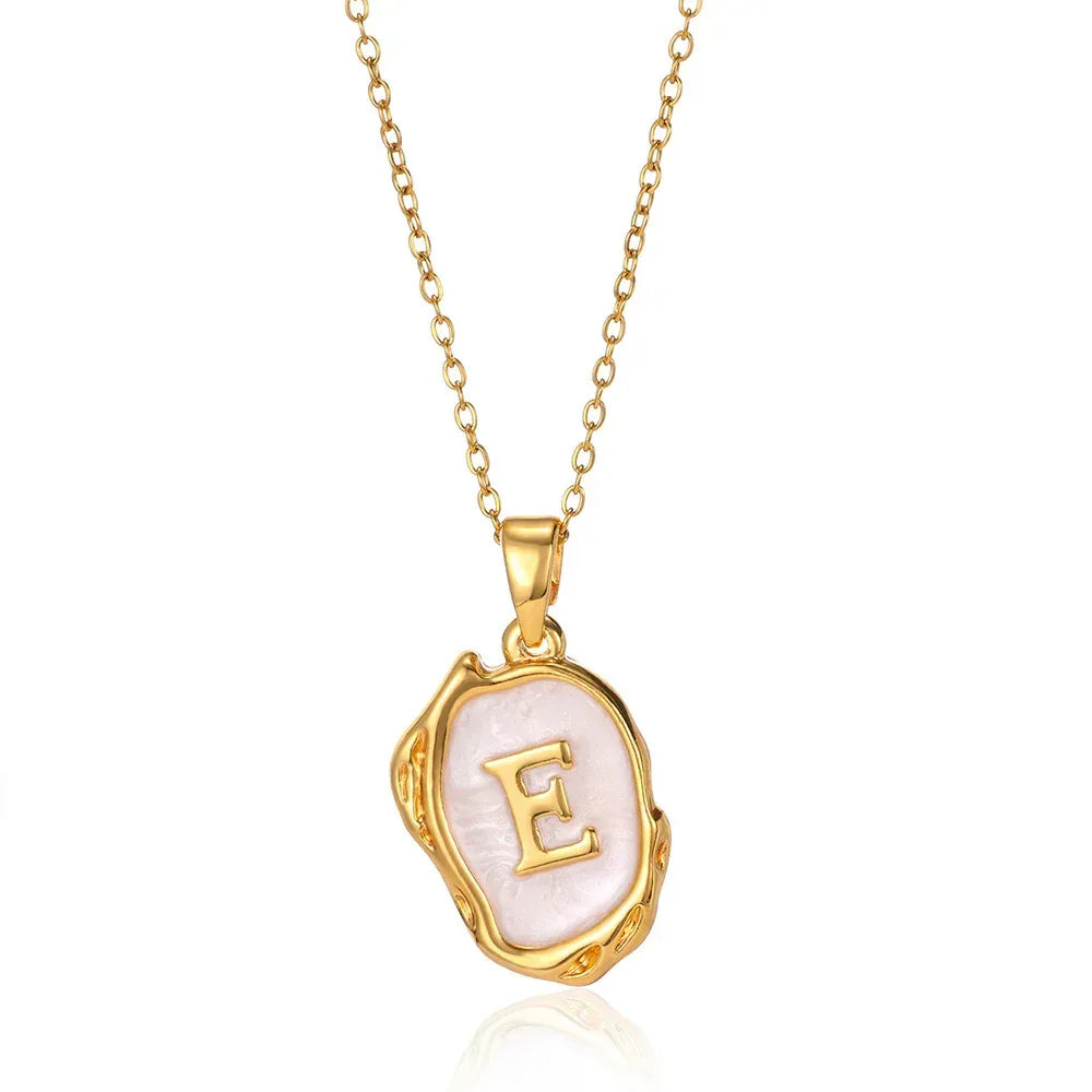 Simple 26 Letters Drop Oil Three-dimensional Necklace - Viexta