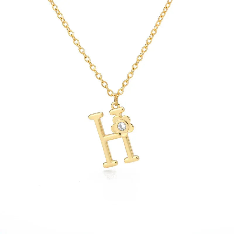 Rose English Alphabet Pendant Necklace - Viexta
