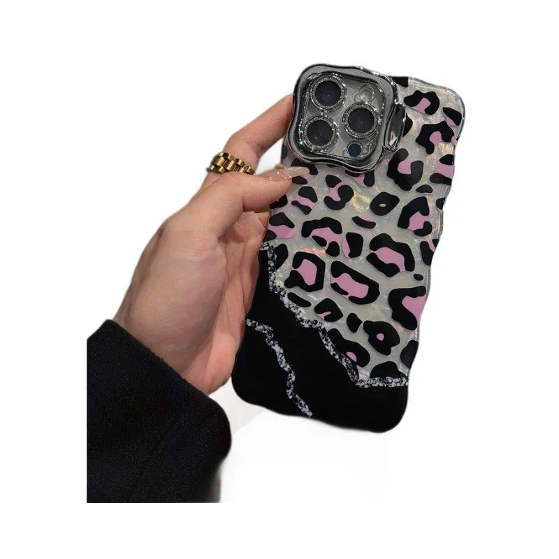 ins-wave-leopard-print-iphone-case-with-lens-bracket - Viexta