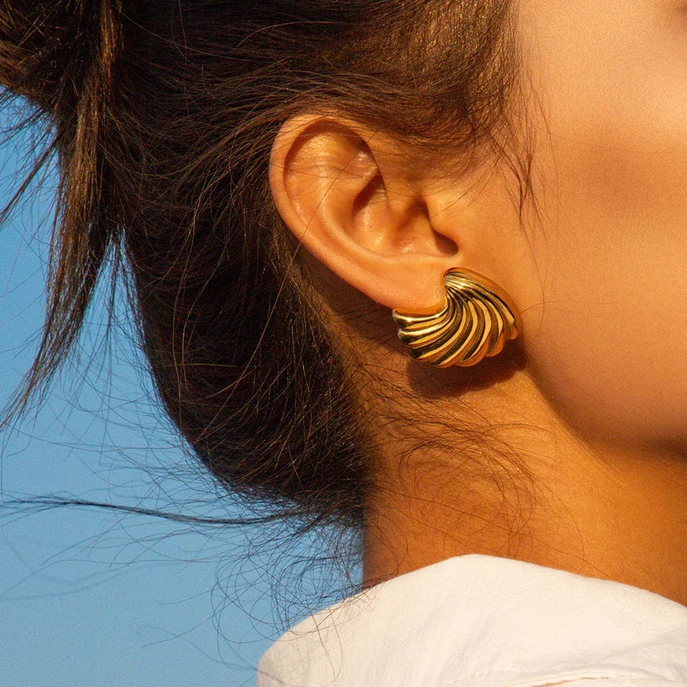 18K Gold Stainless Steel Shell Earrings - Viexta