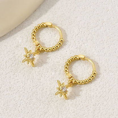 18K Eight Awn Star Earrings