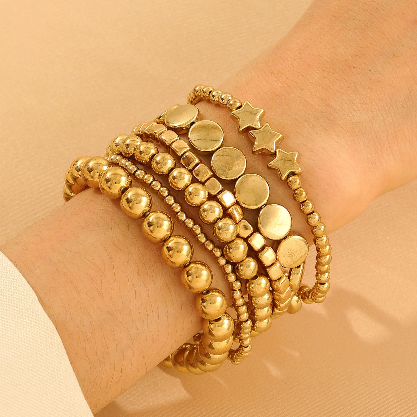 6piece Beaded Stretch Bracelet